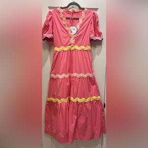 CeliaB pink v-neck long dress, NWT